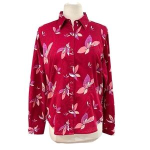 Twenty X Western Shirt Tailored Fit Floral Women’s Snap SZ L Red Pink Purple